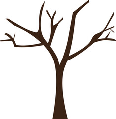 Silhouette of a dead tree vector. Vector of trees and branches without leaves