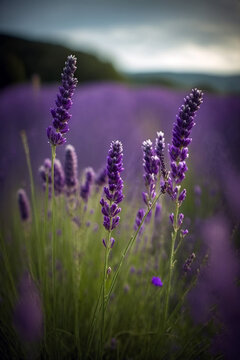 Beautiful fields of Lavender. France, modern agriculture. Beautiful sky. Background.