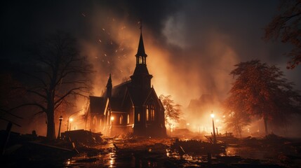 Fototapeta premium burning cathedral