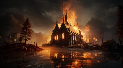 burning cathedral