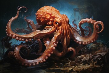 An octopus. Generative AI - obrazy, fototapety, plakaty