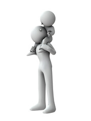 肩車してもらう幼い子供と、お父さん。