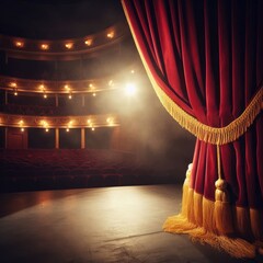  theater stage with red curtains background