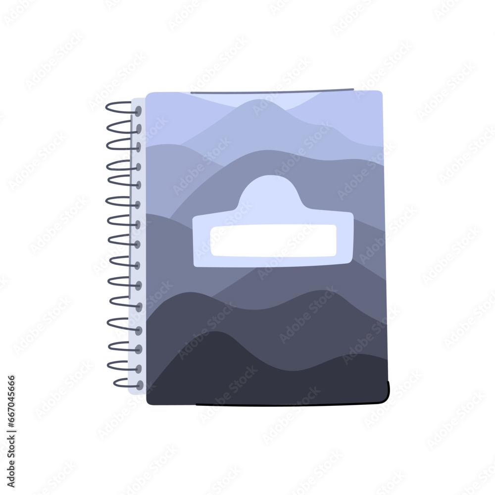 Poster template notebook cartoon. notebook cover, binder empty, realistic diary template notebook sign. iso