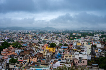 Fototapeta premium Exteriors and Interior views of a Rajput Palace in Udaipur Rajasthan India