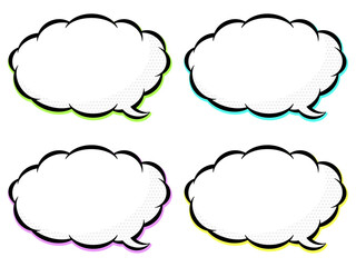 Fototapeta premium ポップで雲みたいなふわふわな吹き出しネオンカラー影付き