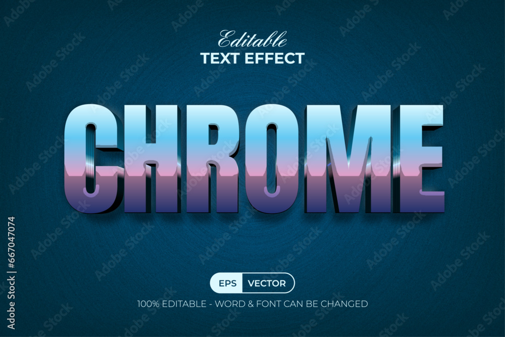 Poster chrome text effect 3d style. editable text effect.