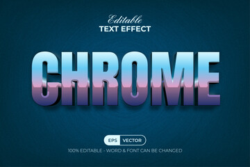 Chrome Text Effect 3D Style. Editable Text Effect. © Mockmenot