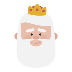 King of orient Melchor face. Christmas ornament isolated vectorized. Magi wise men.