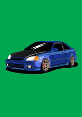 Blue Sedan Coupe 6th Generation Vector Art