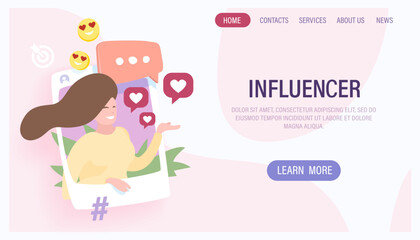 Social media influencer concept, illustration
