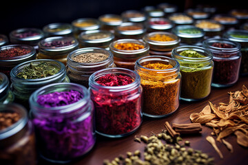 spices and herbs on table