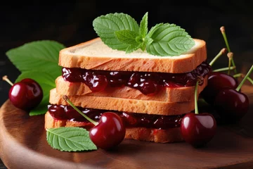 Foto op Plexiglas Cherry jam sandwich © Veniamin Kraskov