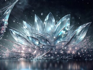 Obraz premium Flower in watersplash. AI generated illustration