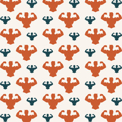 Gym man seamless pattern repeating colorful elements trendy vector illustration background