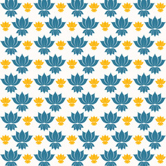 Lotus flower seamless pattern repeating colorful elements trendy vector illustration background