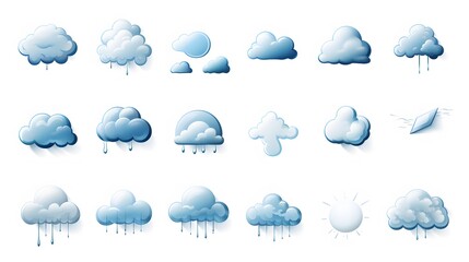 Fototapeta premium Realistic thunder clouds icons set isolated on a white background. 