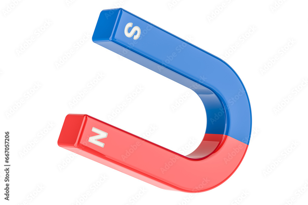 Poster horseshoe magnet. 3d rendering isolated on transparent background