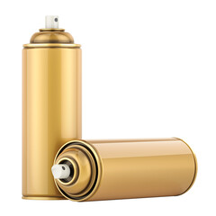 Golden spray paint cans, 3D rendering isolated on transparent background - obrazy, fototapety, plakaty