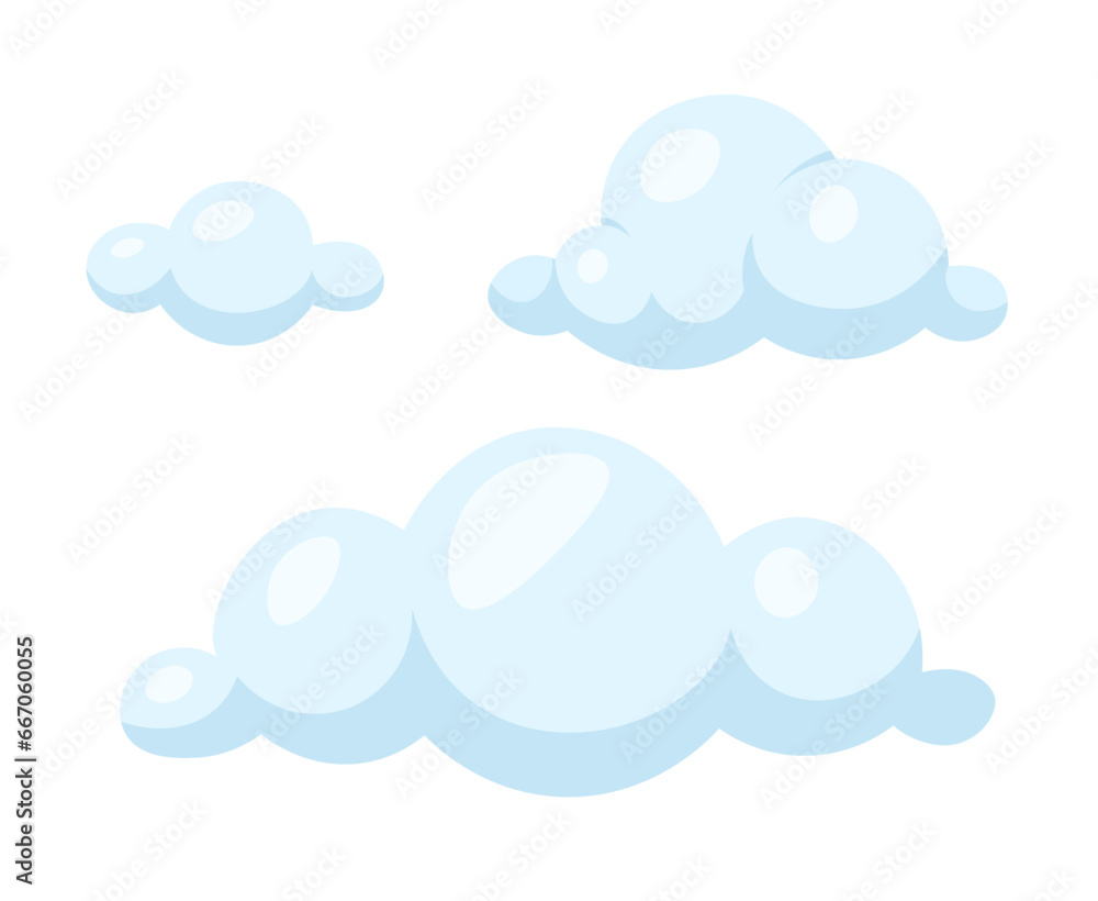 Aufkleber blue clouds 2d cartoon object. simple cloudscape isolated vector item white background. forecasting 