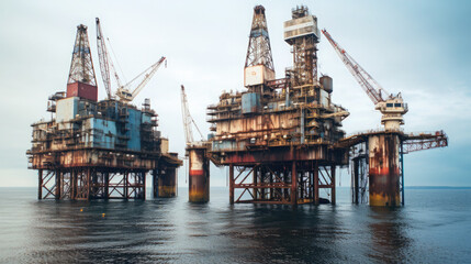 Oil platform at sea, oil production station, industry, well drilling, hydrocarbon, architecture, tower, ocean, environmental problems, tower, nature pollution, energy, power, landscape, business