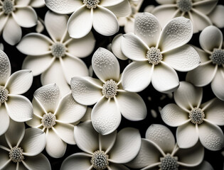 Fantasy plants and glowing white flowers Full frame background top view