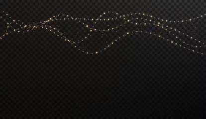 Foto op Aluminium Festive Christmas light gold garlands. Vector png. Decor element for postcards, invitations, backgrounds, business cards. Winter new collection 2023-2024.   © Виктория Проскурина