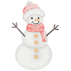 Cute Snowman element in different color for chrismas in  watercolor Style 