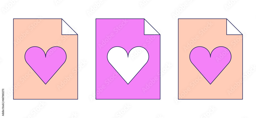 Poster health records digital 2d linear cartoon objects set. electronic medical files isolated line vector 