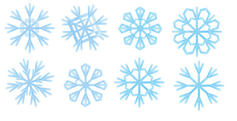 Set of Watercolor Snowflakes isolated on white background