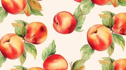 Pattern with succulent nectarines on a light background. AI generated