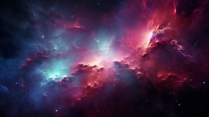 Obraz premium Colorful space galaxy cloud, Nebula, Generative AI