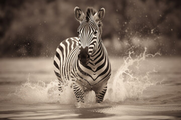 Fototapeta na wymiar Zebra in the water - Generative AI