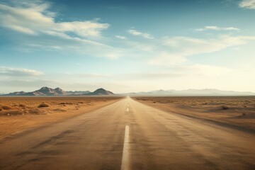 Fototapeta na wymiar Desiccated Empty car road desert. Way scenic. Generate Ai