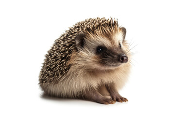 Obraz premium A beautiful hedgehog isolated on white background. AI generated content