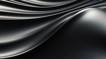 Abstract metallic background with smooth wavy lines in black and white colors. Ai generative.