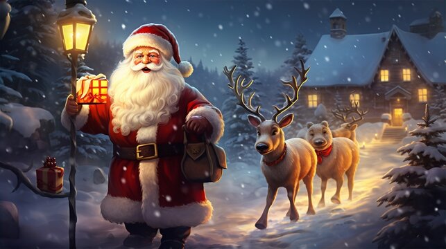 Santa Claus is preparing to travel and give gifts to children in various places