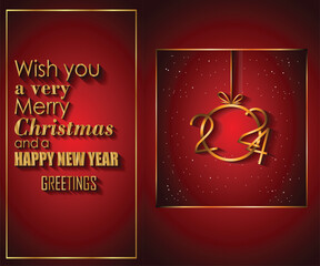 Fototapeta na wymiar 2024 Happy New Year and merry christmas background for your seasonal invitations, festive posters, greetings cards.
