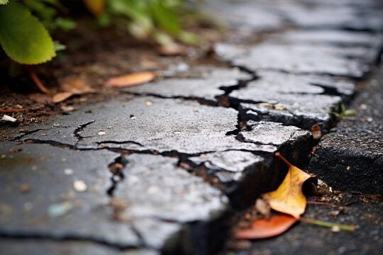 macro image of cracked sidewalk