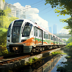 Obraz premium Bangladeshi Metro Rail vector illustration, AI Image