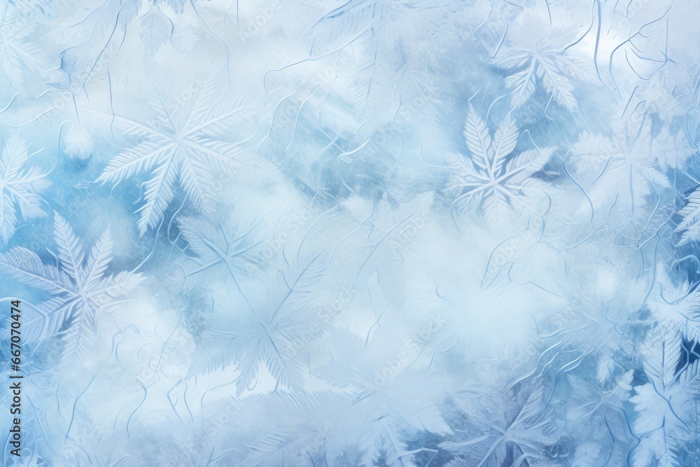 Poster light blue frost pattern on a window glass. abstract background. beautiful natural frosty winter bac
