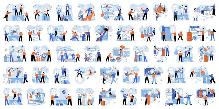 Crowdfunding. Vector illustration. Transparency and accountability are provided in crowdfunding campaigns Financial support helps businesses expand operations through crowdfunding Donations support