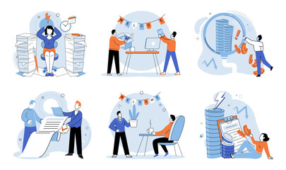 Business chaos. Vector illustration. Nervousness and worry become prevalent as individuals struggle to handle trouble associated with business chaos The constant state chaos leaves employees feeling