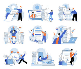 Paperwork. Vector illustration. Managing multiple tasks simultaneously, including paperwork, is necessary The workload often leaves little time for managing paperwork effectively Hours