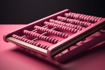 Retro abacus in pink, duotone style. Generative AI