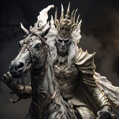 White horseman of apocalypse riding white horse AI
