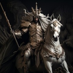 White horseman of apocalypse riding white horse AI