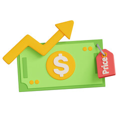 3D Render High Price Icon Illustration