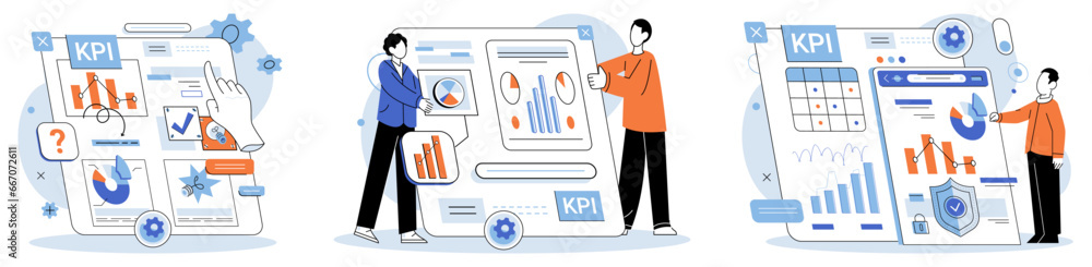 Fototapete kpi key performance indicator. vector illustration. information and metrics are key in any kpi dashb