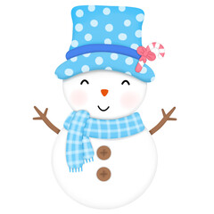 Snowman with blue hat and scarf